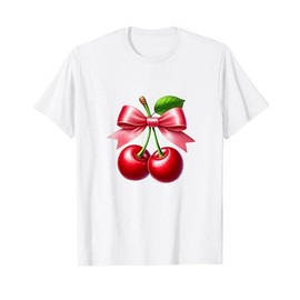 Coquette Bows with Cherries Cute Girl Clothes Kawaii Girl T-Shirt