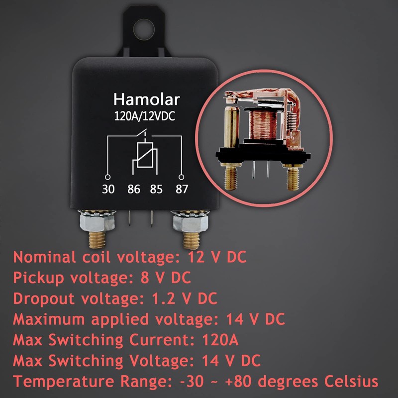 Hamolar 2 Pack 12V DC 120A Starter Relay Switch Car