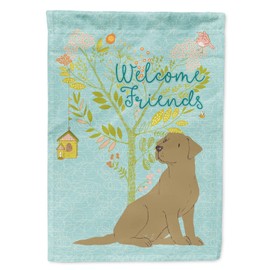 Caroline's Treasures BB7597GF Welcome Friends Chocolate Labrador Retriever Garden Flag Mailbox Flag Decorative Yard Flag Banner Outside Patio Artwork Yard Flower Beds, Garden Size, Multicolor