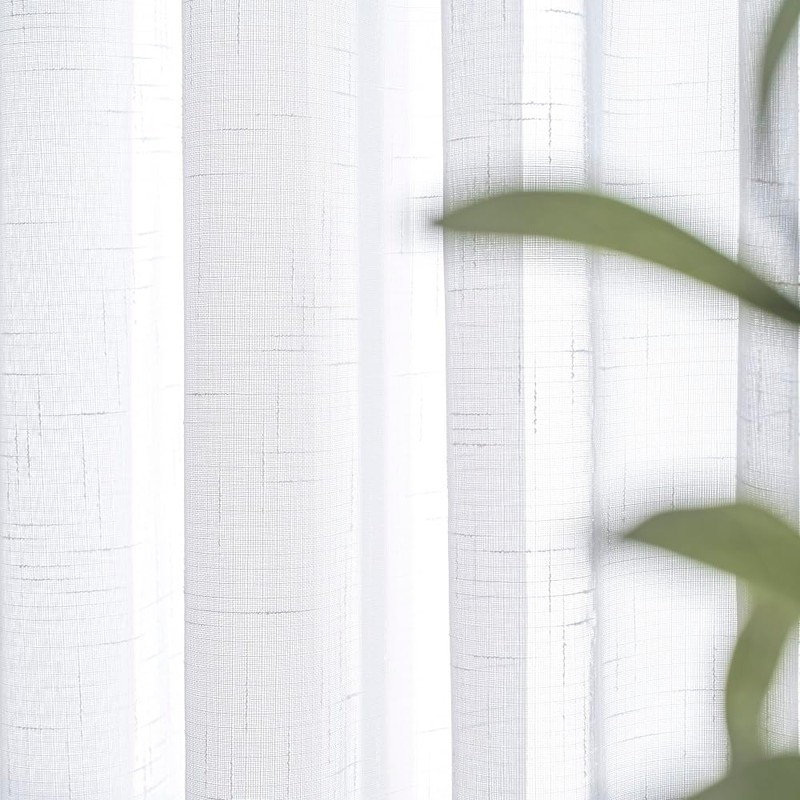 Ftinala White Sheer Curtains 108 Inches Long Extra, Thin Linen