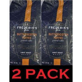 FREDERIK'S  BUTTERSCOTCH TOFFEE Ground Coffee Light Roast 12 Oz Bag - 2 PACK