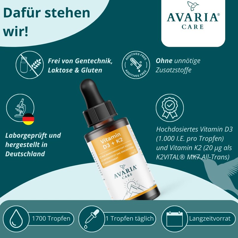Avaria® Care - Vitamin D3 + K2 Drops with K2VITAL®,