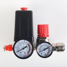 Pressure Regulator Compressor with Pressure Gauge, Pressure Switch Air Compressor, Pressure Regulator G1/4 Pressure Switch (A)