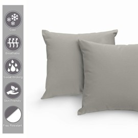 Pizuna Cotton Pillowcases 65 x 65 cm, Pack of 2, Silver, 400 Thread Count Cotton Pillowcase 100% Long Stacking Cotton Satin Square Pillowcases (Cotton Pillowcase)