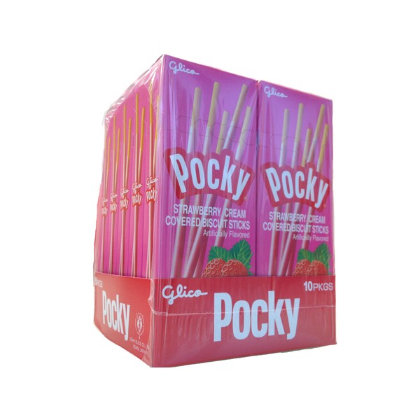 Glico Pocky Biscuit Sticks with Strawberry Cream, 1.41-Ounce Boxes (Pack of 10)
