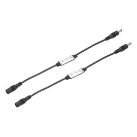 MECCANIXITY LED Strip Dimmer, 12V to 24V 12A Mini Brightness Adjustable Controller Lamp Switch with DC Plugs for Single Color Strips, Black Pack of 2