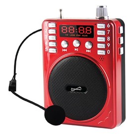 Supersonic SC-1443BT Lightweight Bluetooth Portable PA System Voice Amplifier Built-in BT Receiver, LED Display, FM, USB/SD/AUX Input Karaoke Jack, Mic, Recording & Repeat (SC-1443BT Red)