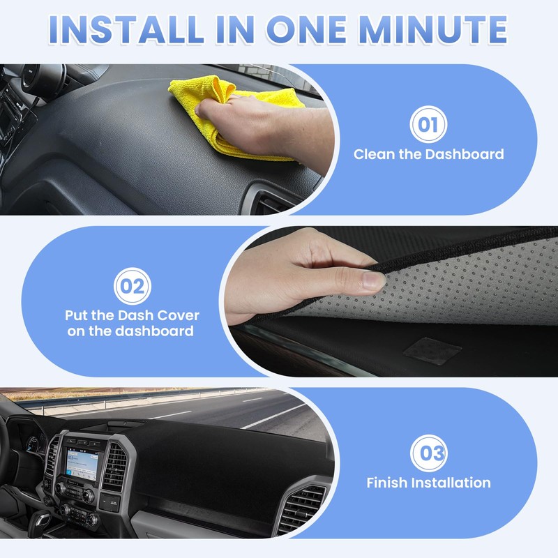 Sunsdrew Dash Cover for 2015-2020 Ford F150 Dashboard Cover Mat