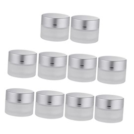 PACKOVE 10pcs Frosted Glass Cream Jars Empty Containers for Cosmetics for Sample Packaging Travel and Outdoor Use Compact Design Sealing Performance
