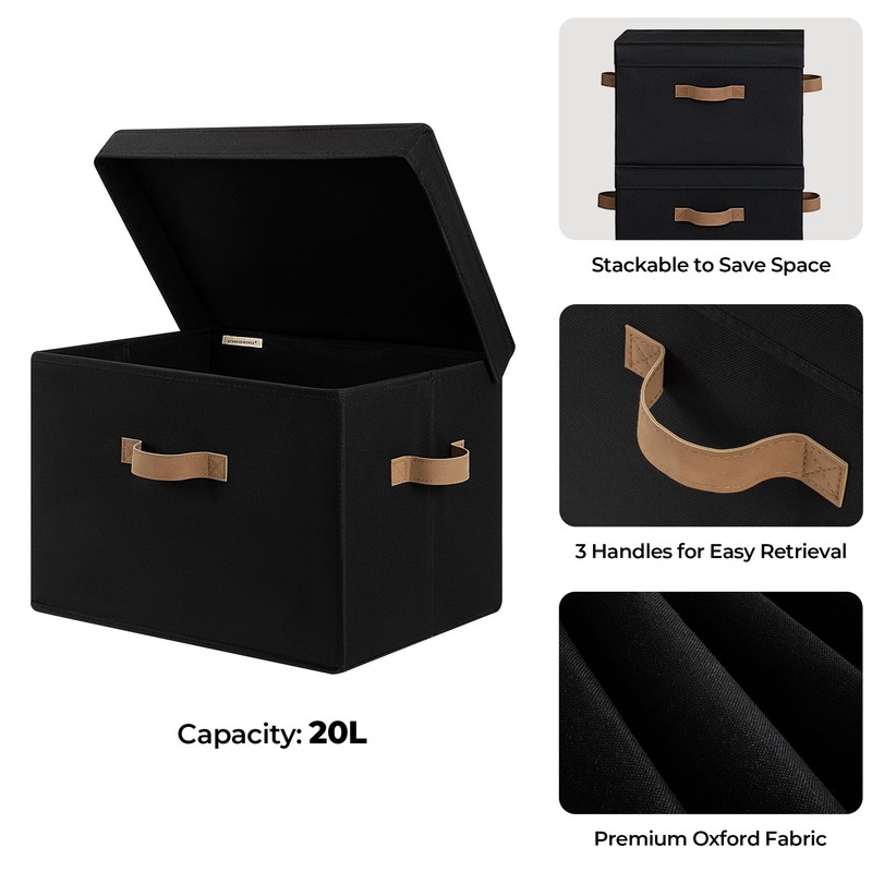 StorageWorks Fabric Storage Bins with Lid, Decorative Storage Boxes for