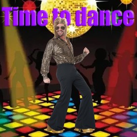 4 Pcs Set Mullet Wig,Brown,Mullet Wig for Mullet Pop Party Style 70s 80s Rocking Disco Hip Hop Costume Kit,Disco Wig,Costume Fancy Dress Afro Wig Accessories