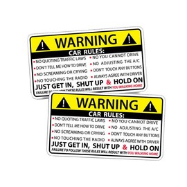 Set of 2 Humorous Vehicle Warning Stickers for Car & Truck - Durable Waterproof PVC - Ideal for JDM, Hoon Enthusiasts - Perfect for Indoor & Outdoor Placement