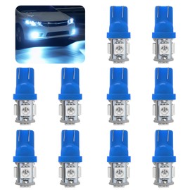 wuyaoyao 10PCS 194 LED Light Bulb, 6000K T10 168 W5W 2825 5SMD 5050 Chips LED Replacement Bulbs, 12V Wedge LED Light Bulb for Car Dome Interior Map Door Courtesy License Plate Lights (Ice Blue)