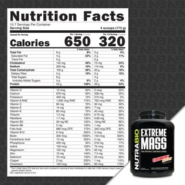 NutraBio Extreme Mass Gainer Protein Powder, 53G Protein, Clean Weight Gainer, Increase Muscle Mass, Full Spectrum Amino Acid - Strawberry Pastry, 6 Pound