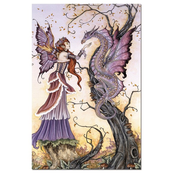 Tree-Free Greetings EcoNotes 12-Count The Dragon Charmer Fairy Blank Notecard Set with Envelopes, Featuring Amy Brown Fairies (FS64557)