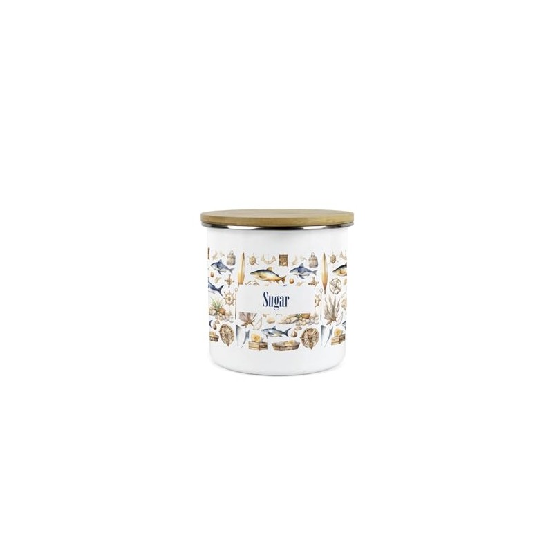 Purely Home Seaside Maritime Sugar Canister - Sailing Fishing Coastal