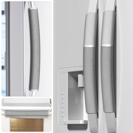 Metonsto Refrigerator Door Handle Covers, 4pcs, Kitchen Appliance Decor, Fridge Microwave Dishwasher Cloth Door Covers, Keep Kitchen Appliance Clean from Smudges, Drips, Food Stains, Oil (Gray)