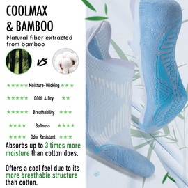 BRISIRA Coolmax Bamboo Viscose Pilates Socks with Grip Women Compression Non Slip Gripper Yoga Barre Ballet Seamless