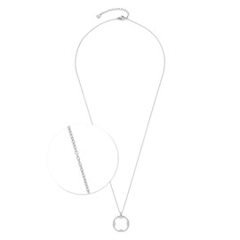 JEWELS BY LEONARDO Ciao Campagnola 024460 Necklace Medium Length Silver Stainless Steel Clover Leaf Pendant with Zirconia Stones 60-65 cm Length Jewellery Gift, Stainless Steel, No Gemstone