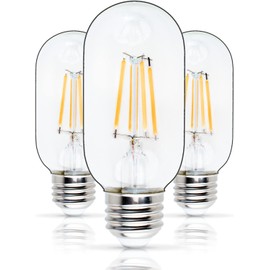 BlueStars T45 T14 Tubular E26 Edison LED Light Bulb 120V 5W (60W Equivalent), 2700K Warm White 550lm, Clear Glass for Ceiling Fan, Chandelier, Pendant, Wall Scone, Home Decoration, 3 Packs