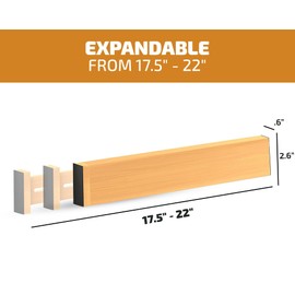 Large Kitchen Drawer Organizer - Expandable Bamboo Drawer Dividers (17.5" - 22") - Adjustable Separators for Kitchen, Clothes, Dresser, Bedroom, Bathroom, and Desk Drawers - 4 Pack (Natural)