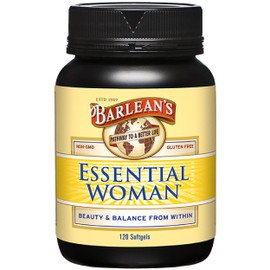 Barlean's Essential Woman Supplement Capsules, Women's Flaxseed and Evening Primrose Oil for Hormone Balance, Omega 3 6 9 and GLA Acid, 120 Count