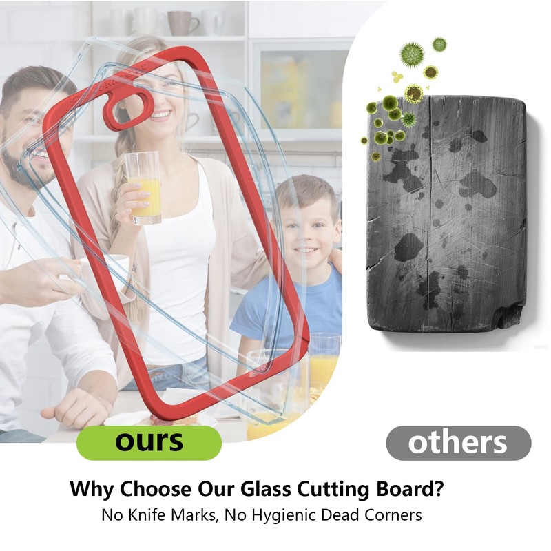 Tempered Glass Cutting Board for Kitchen Counter – Dishwasher Safe,