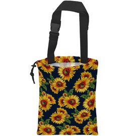 Car Trash Bag Abstract Yellow Sunflowers Hanging Drawstring Car Organizer and Storage Bag with Adjustable Buckle Canvas Garbage Bin for Back Seat or Hanging Headrest Car Decor Road Trip Essentials