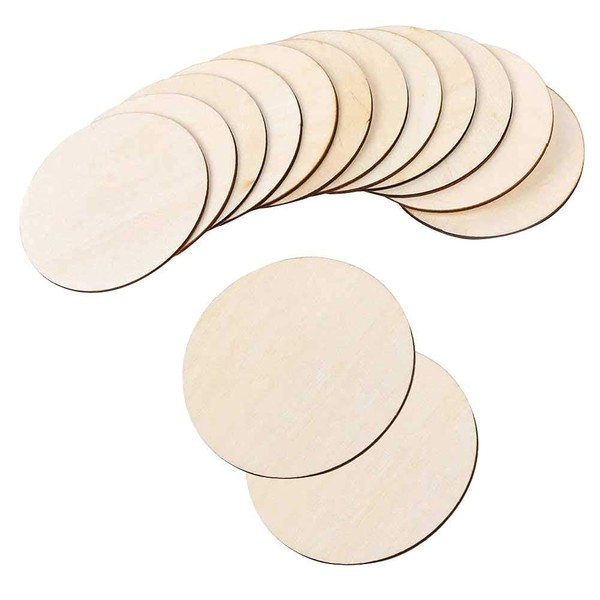 QincLing 18 Pieces Round Wooden Plates 10cm Natural Wood Slices