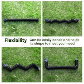 Vantency Rain Gutter Downspout Extensions, Flexible Gutter Connector Rainwater Drainage, Extendable from 21 to 60 Inches, Drain Pipe Connector Extendable for Most Residential Downspouts (Black 3 pack)