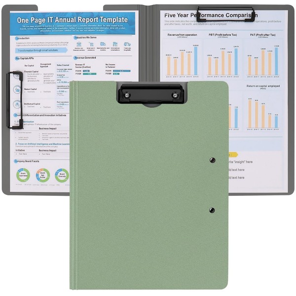 2 Pack Foldable Clipboard,Office Clipboard Folder with Double Metal Clip,360