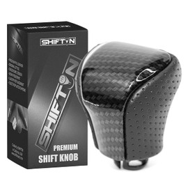 SHIFTIN Leather & Carbon Fiber Wood Trim Gear Shift Knob Gearbox Shifter for Lexus LS460 F-Sport LS-460-L LS600 LS-600h-L and Fits Lexus LX570 LX 570 (Black Leather/Carbon Fiber Pattern)