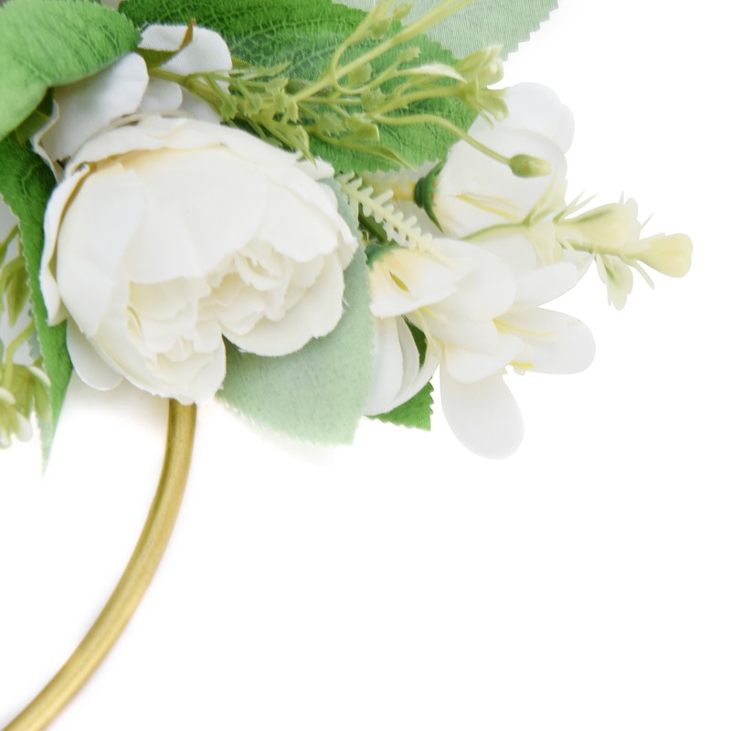Floral Hoop Metal Ring Wreath Artificial Wall Hanging Wreath for