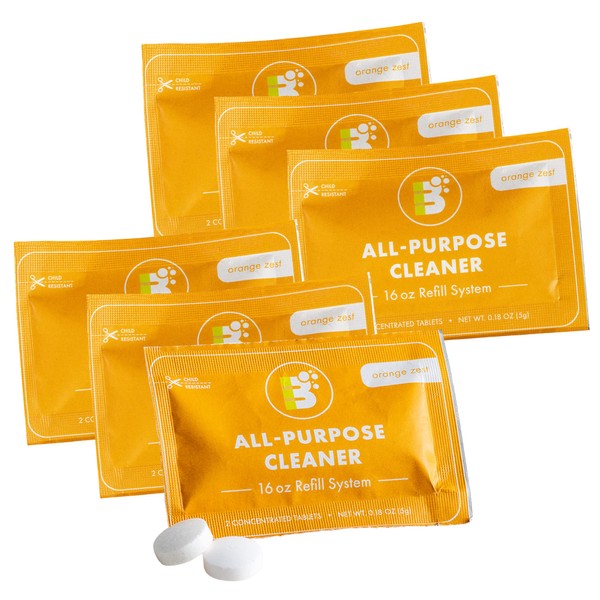 Boulder Clean All-Purpose Cleaner Refill Tablets, 6-Pack of Refill Tablets (16oz), Makes 6 Spray Bottles (96 Fl Oz), Eco Friendly, Plant Based, Non Toxic, Plastic Free, Multisurface Household Cleaner