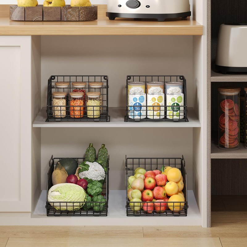 2 Tier Stackable Wire Basket-Kitchen Counter, Pantry Organization and Storage