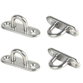 SUNRIZ Set of 4 Stainless Steel Eye Plates, 5 mm Cover Plate, Stainless Steel, Mounting Hooks, Eye Plate, Stainless Steel, Wall Hook for Hanging Chair, Awning and Much More