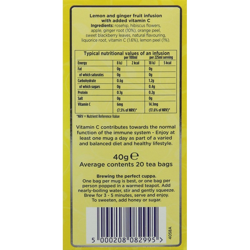 Tetley Super Fruits Immune Lemon & Ginger, 20 Tea Bags
