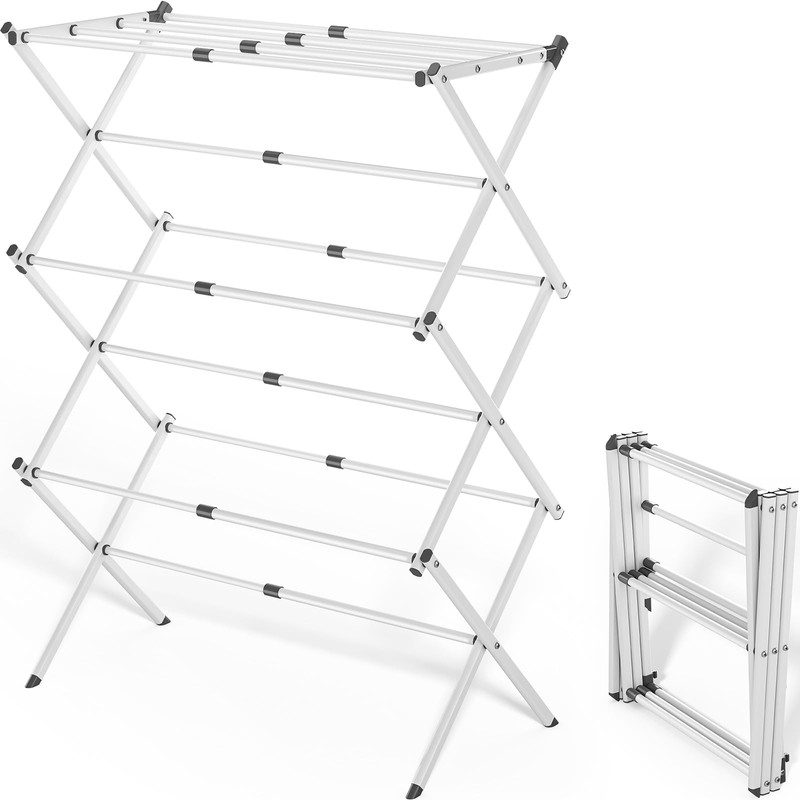 APEXCHASER Clothes Drying Rack Folding - 3 Tier Laundry Drying