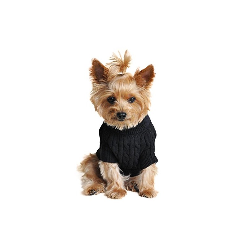Doggie Design Combed Cotton Cable Knit Dog Sweater - Jet