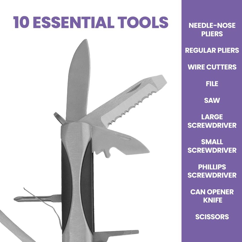 Zenport 16002 10-in-1 Multi-Function Survival Tool w/Case, Silver - 3