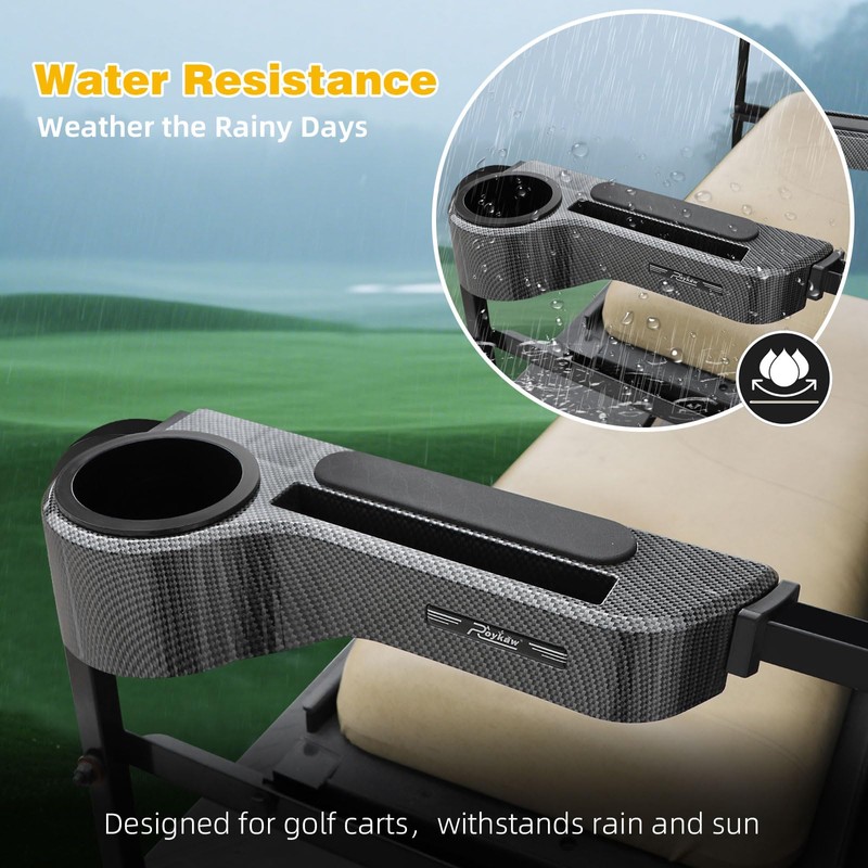 Roykaw Golf Cart Armrest with Cup Holder,No Drilling Rear Seat