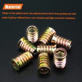 HELIFOUNER 15 Wood Inserts - 3/8'-16 x 25mm Threaded Inserts with Hex Wrench for Wood Furniture