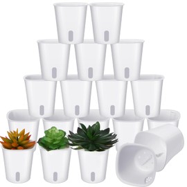 Ziliny 20 Pcs 3 Inch Self Watering Pots Self Watering Planters for Indoor Plants Plastic Self Watering Plant Pot Decorative Garden Flower Pots with Water Level Indicator Vents for Herbs Outdoor House