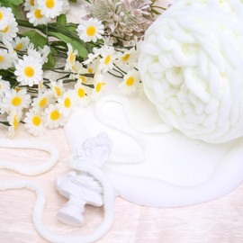 BONNY BOXX Chenille Chunky Crochet Yarn, Baby Velvet Yarn for Blankets Crafts, Fluffy Plush Bulk Yarn for Crochet & Knitting(100G/54.7YD, Milky White)