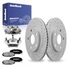 AutoShack Front Drilled & Slotted Brake Rotors Ceramic Brake Pads