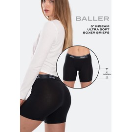 Woxer Womens Boxers - Baller 5" Boy Shorts Underwear for Women - Boxers for Women, Womens Boxer Briefs & Briefs for Women