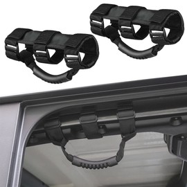 Wocch Roll Bar Grab Handles Paracord Grip Handle for 1955-2024 Jeep Wrangler YJ TJ JK JKU JL JLU & Gladiator JT & UTV ATV Fits 2”-3” Cages (Black)