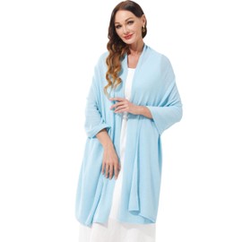 VIKIDEER 100% Cashmere Wrap Knitted Pashmina Scarf Shawl Extra Large Long Stole for Women Wayfarer Travel Creulean Blue