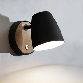 Wall Lights for Bedroom Wood,Modern Black Wall Sconces With 350°Rotation Metal Shade,Indoor E26 Wall Lamp with Switch for Living Room,Nightstand,Dining Room,Hallway,Kitchen,Stairway,Gallery,Wall Decor