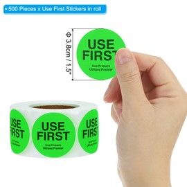 PATIKIL Use First Stickers 1.5 Inch, 500 Pieces Food Service Inventory Control Labels for Restaurant Kitchen Warehouse, Fluorescence Green